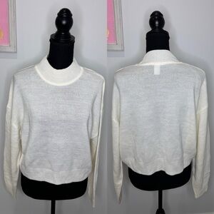 Divided White Cowl Neck Crop Women’s Sweater (M)